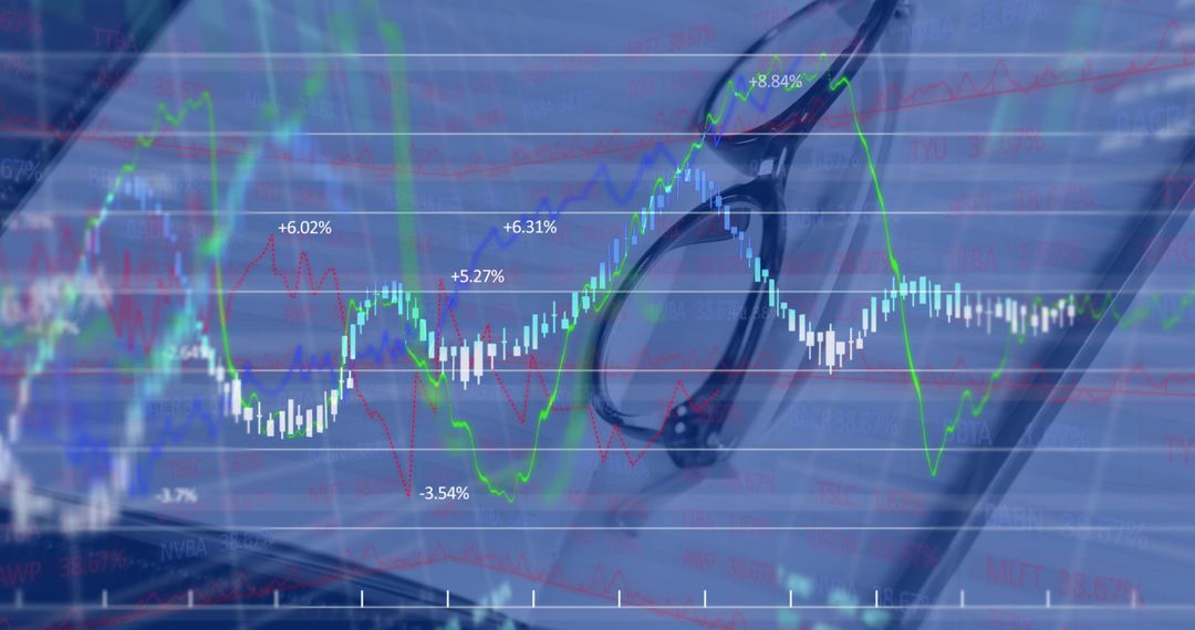 Blending Eyeglasses with Digital Financial Chart for Modern Work Analysis