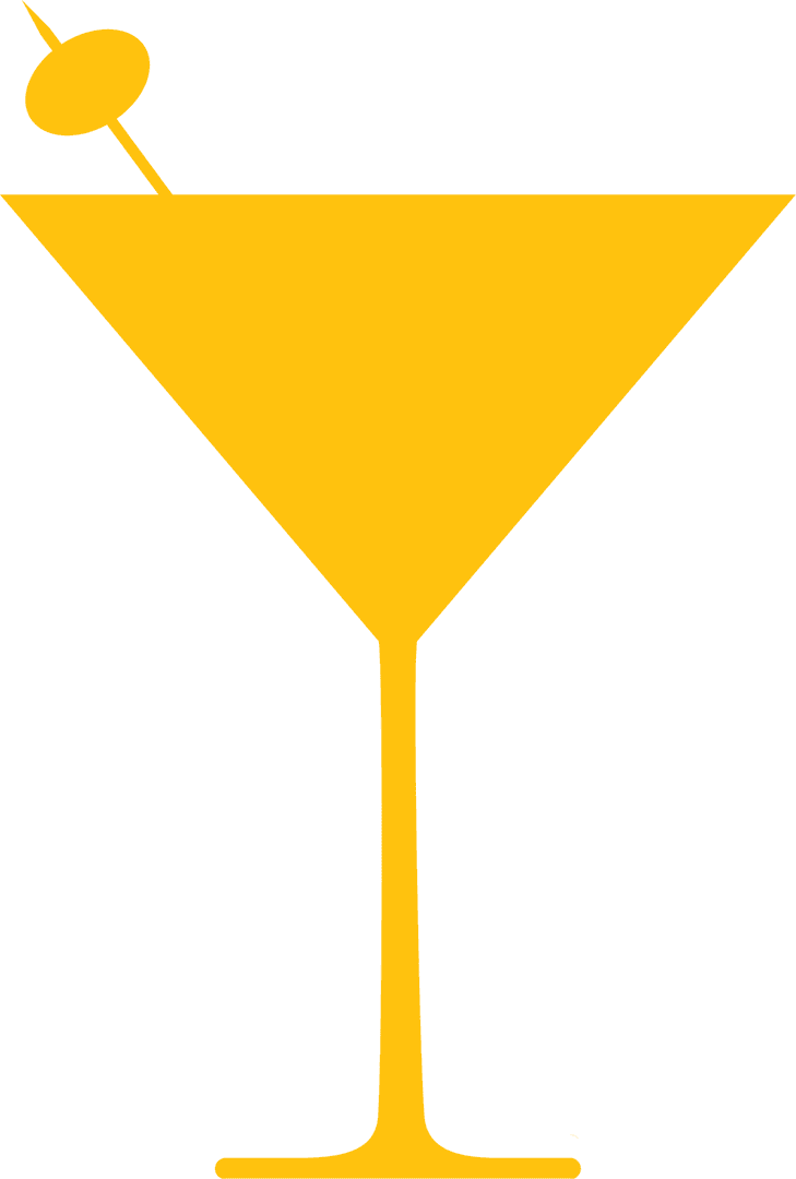 Yellow Cocktail with Olive Icon Transparent Background for Party Theme