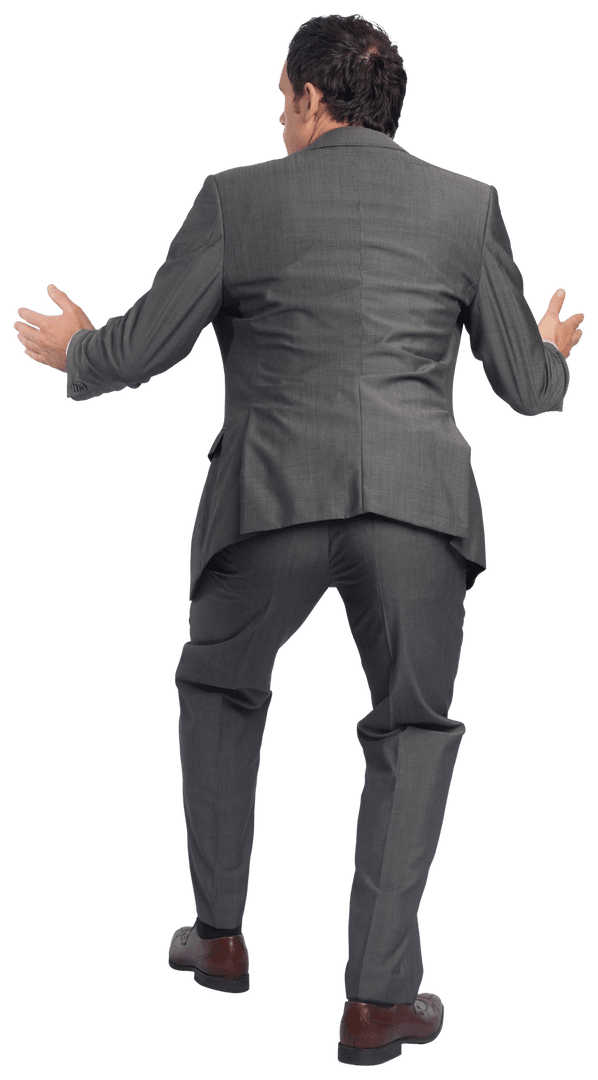 Transparent Businessman Puzzled Gesture Back View