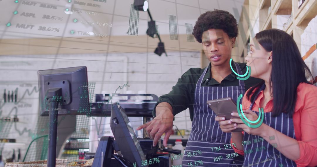 Diverse Shop Team Analyzing Digital Sales Data