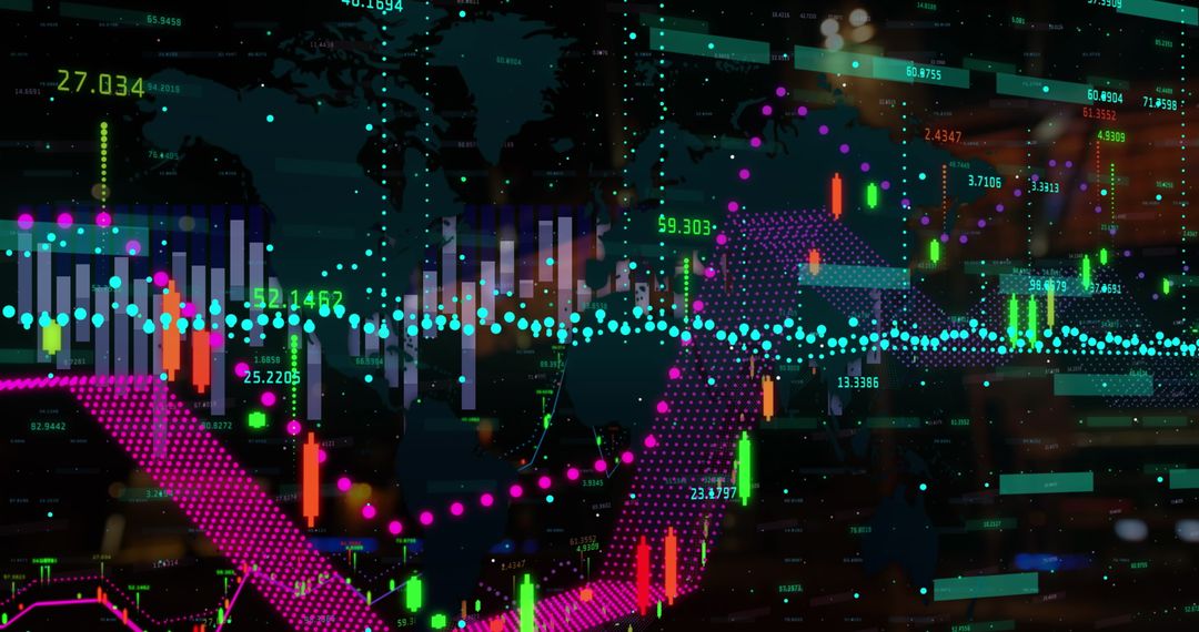 Futuristic Data Visualization on Virtual Trading Dashboard