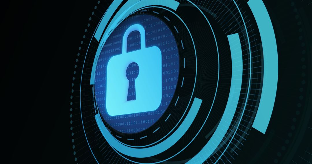 Digital Padlock in Technology Circle Illustrating Cybersecurity
