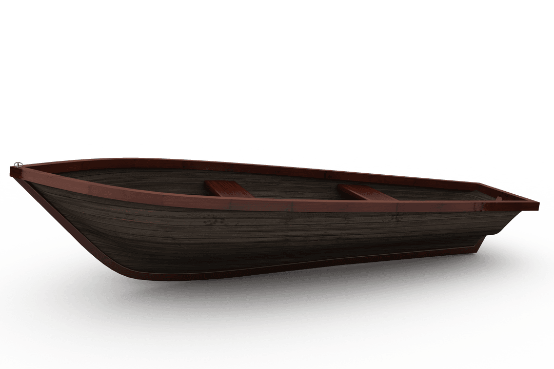 Realistic Wooden Boat on Transparent Background for Design Projects