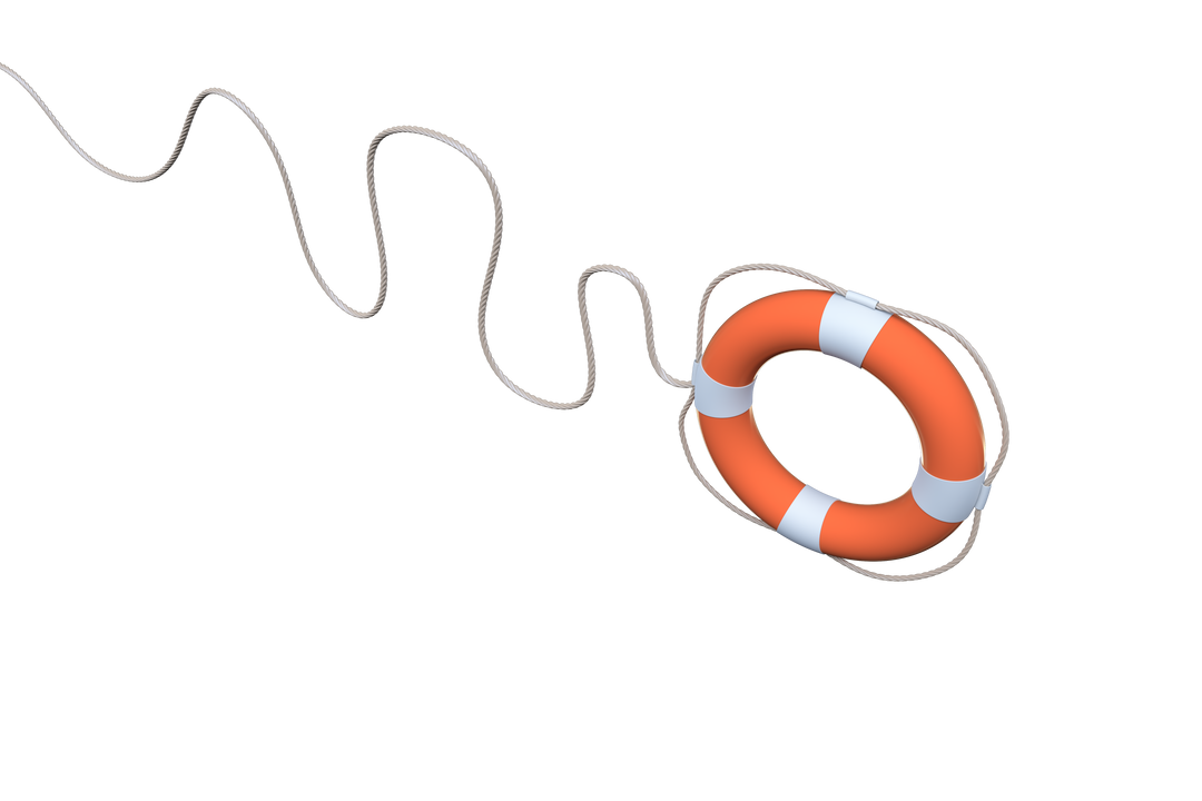 Transparent Illustration of Orange and White Lifebuoy with Rope - Download Free Stock Images Pikwizard.com