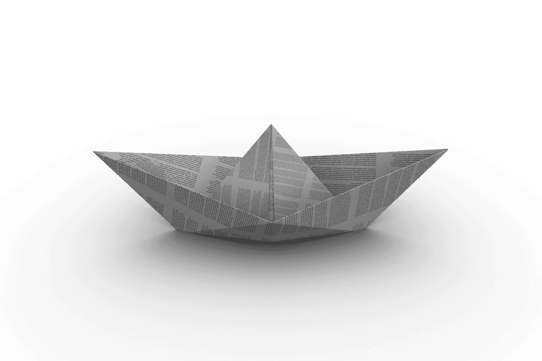 Origami Newspaper Boat on Transparent Background