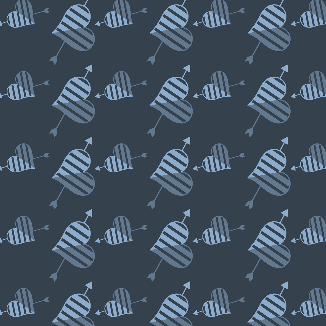 Striped Heart Pattern with Arrows on Transparent Background