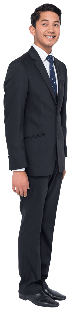 Smiling Asian Businessman Standing Transparent Background
