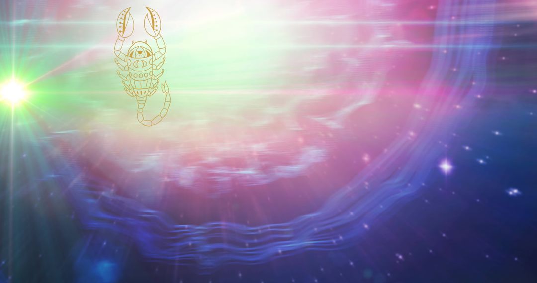 Digital Scorpion Illustration with Galactic Light Effect