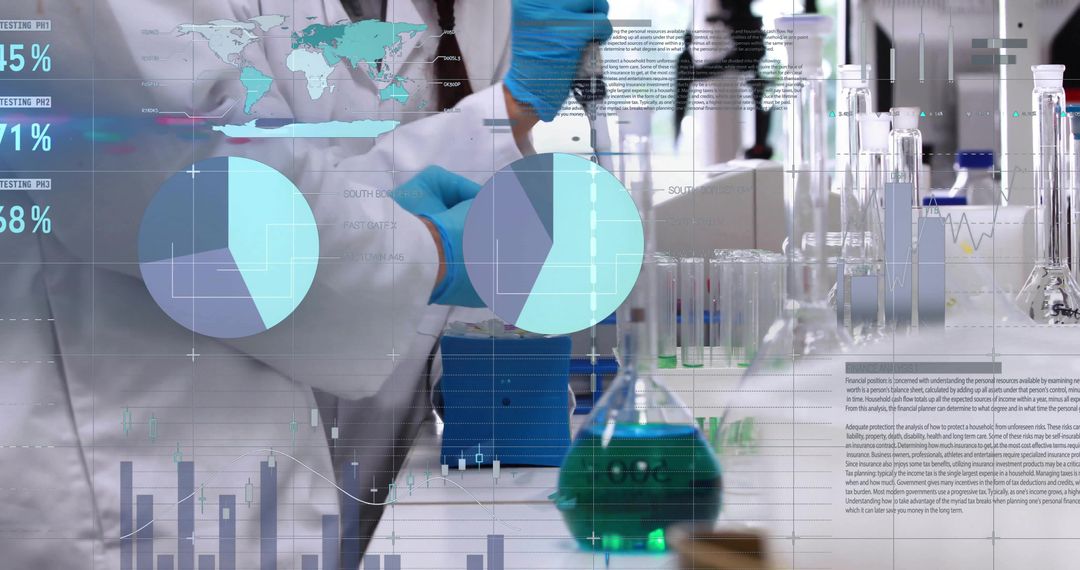 Scientist Analyzing Data in Laboratory with Digital Overlays