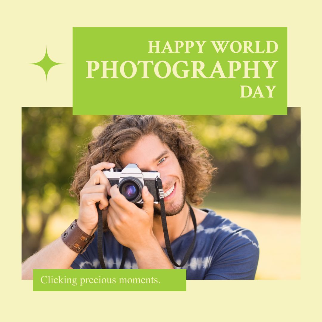 Man Enjoying Photography in Park on World Photography Day