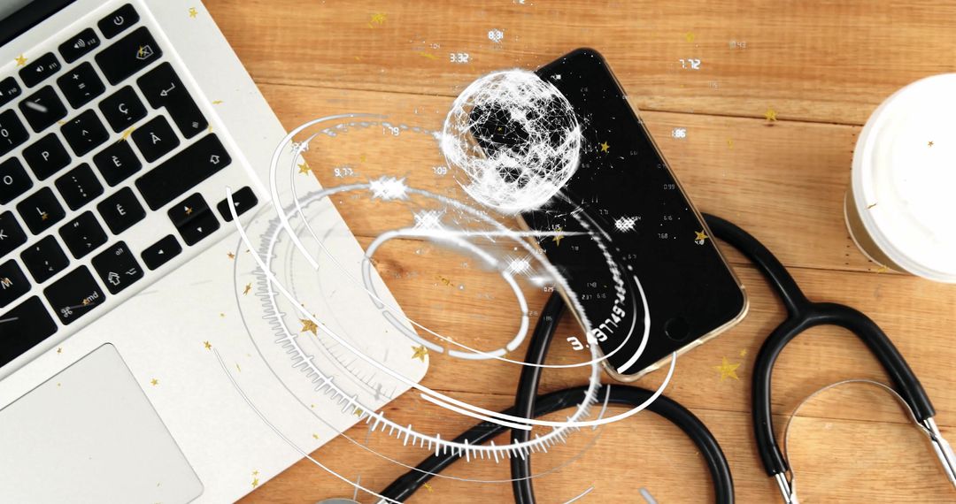 Holographic Globe Projecting from Smartphone in Medical Workspace