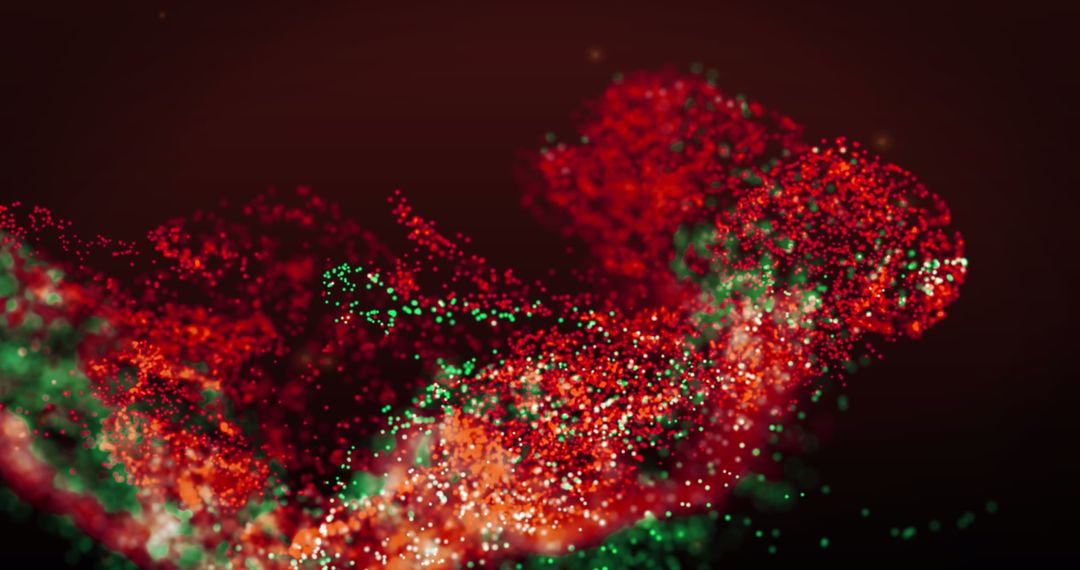 Dynamic Digital Waves of Red and Green on Deep Background