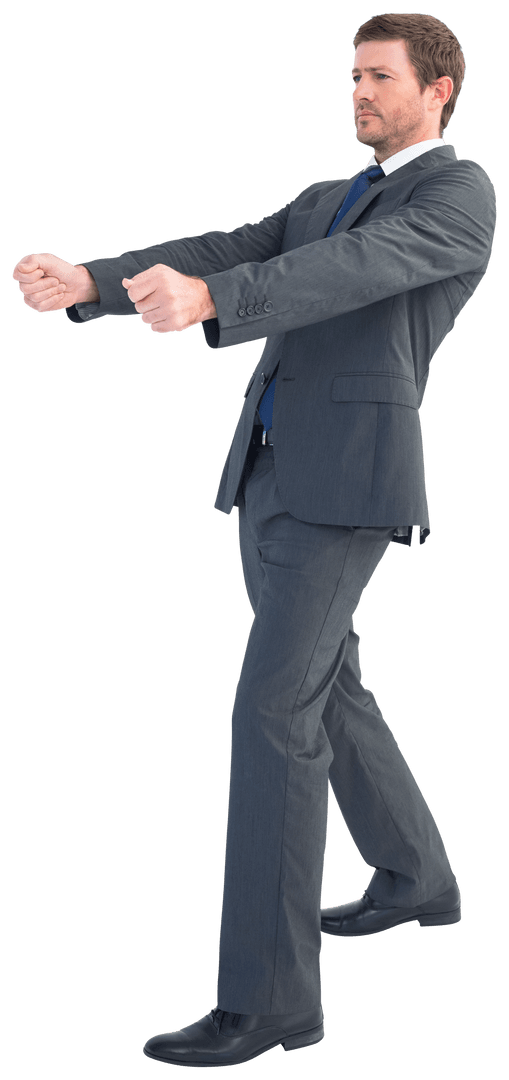 Professional Businessman Pretending to Drive Transparent Design