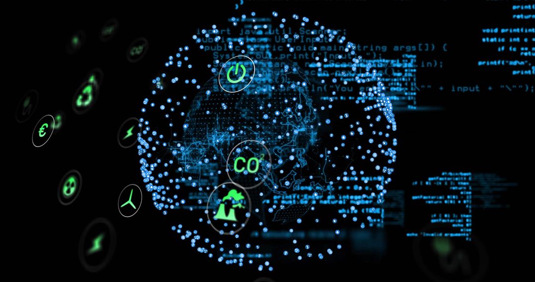 Advanced Digital Network Interfacing with Futuristic Blockchain Icons