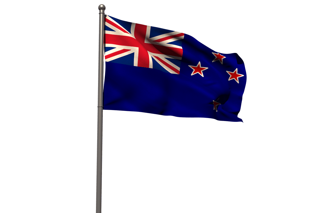 New Zealand Flag Waving with Transparent Background