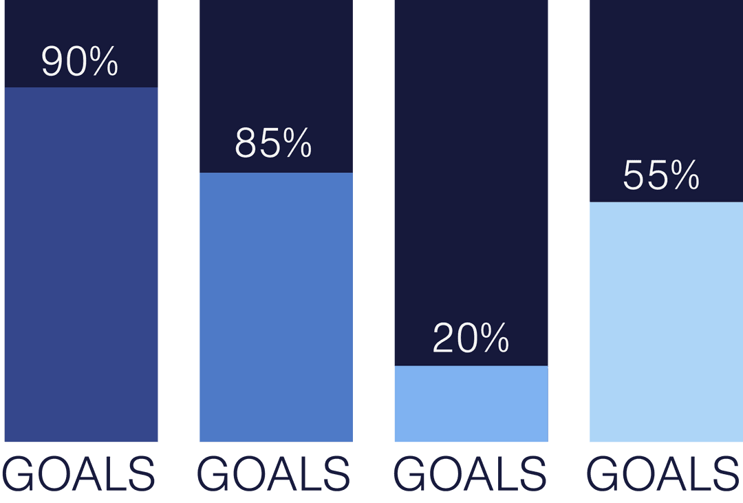 Transparent Goals Bar Graph with Percentages Illustration