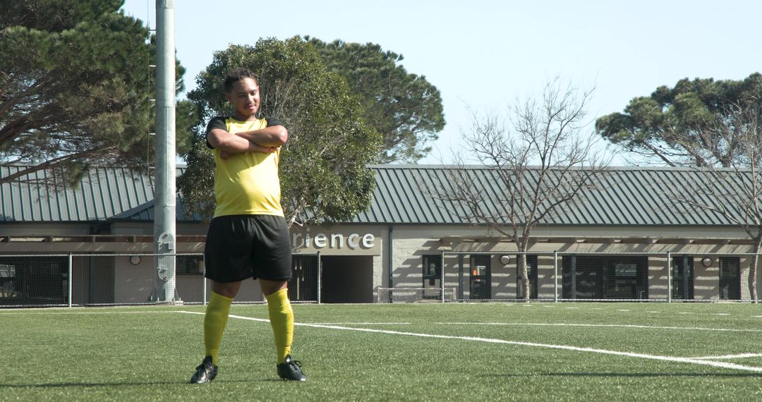 Soccer Referee Standing on Field during Sports Practice