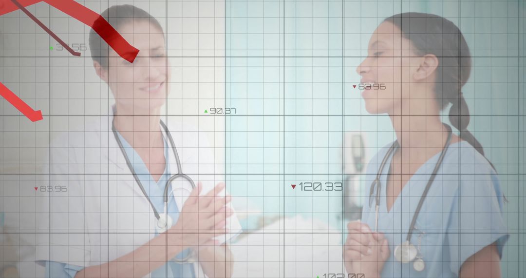 Medical Professionals Analyzing Data in Busy Hospital Environment