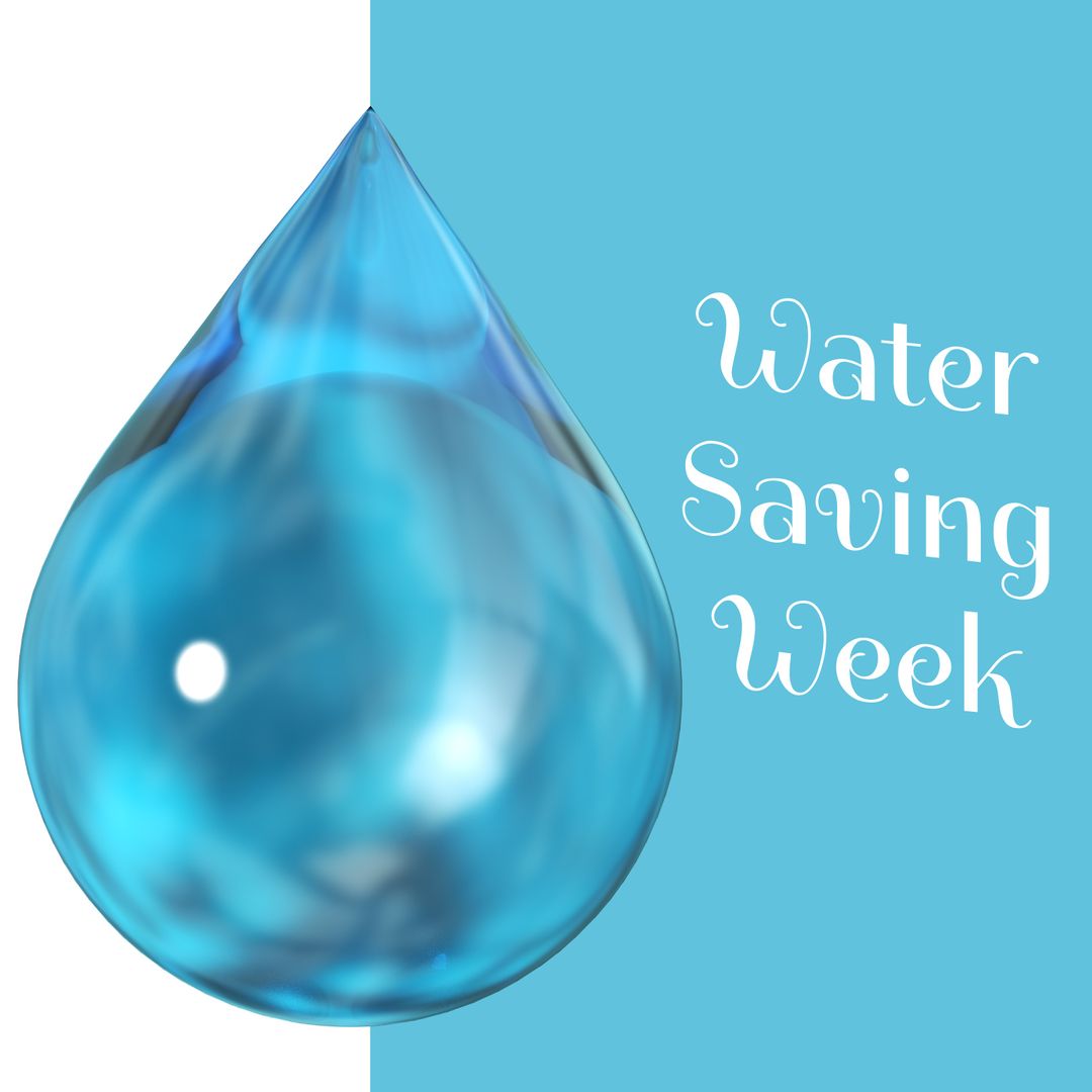 Water Saving Week Awareness Campaign Graphic with Droplet on Two-Tone Background
