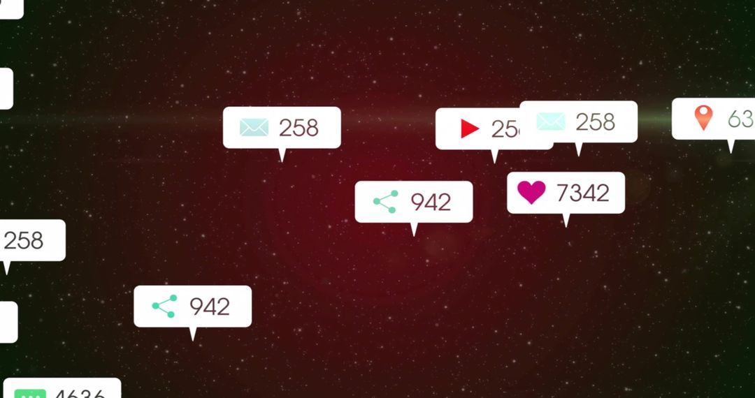 Displaying social media notification badges on starry gradient background