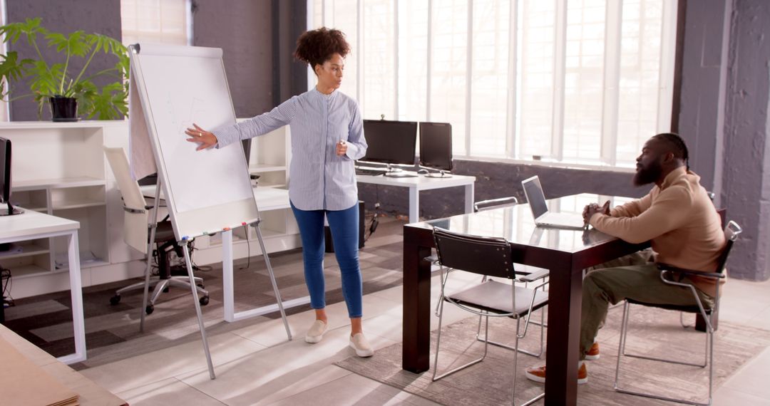 Confident Professional Presenting Business Strategy to Team Member