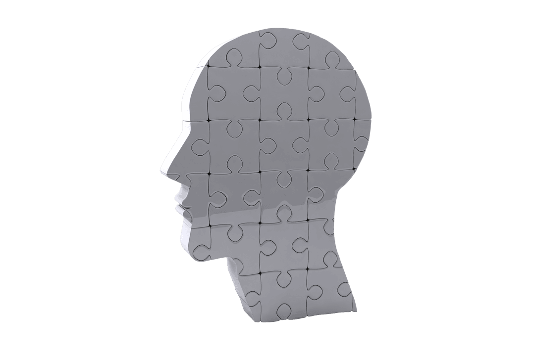 Transparent Human Head Puzzle Concept