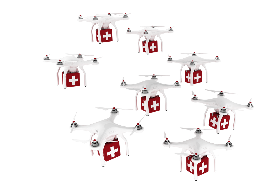 Transparent Illustration of Drones Carrying First Aid Kits for Medical Support - Download Free Stock Images Pikwizard.com