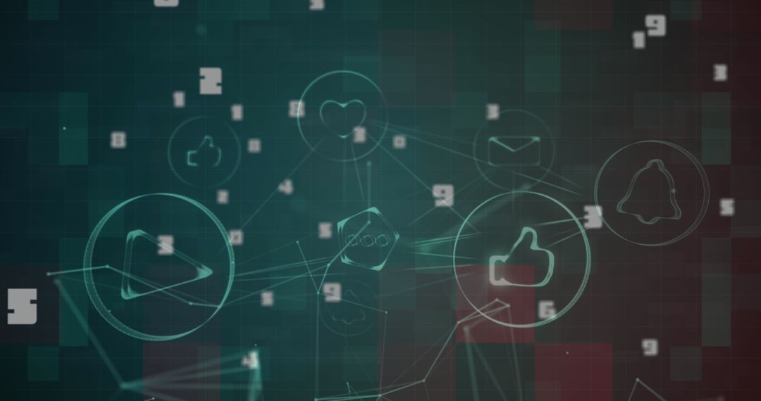 Digital Interface with Social Media Data Icons Symbols