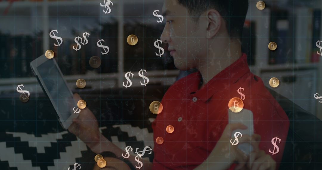 Analyzing Cryptocurrency Data on Tablet with Digital Overlay