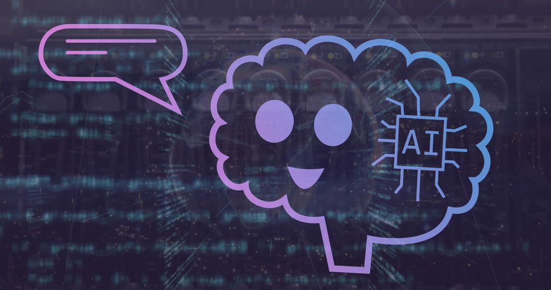 Artificial Intelligence Icon on Digital Data Background