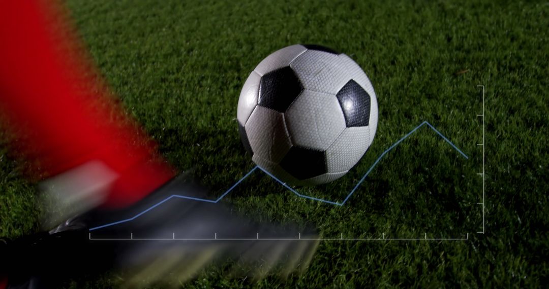 Soccer Player Kicking Ball with Analytical Graph Overlay