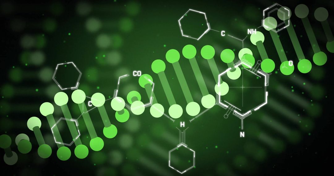 Bioinformatics DNA Strand with Chemical Structures