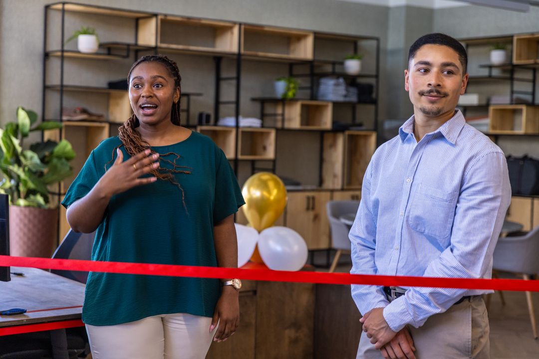 Office Launch Party With Diverse Team & Ribbon Cutting Ceremony