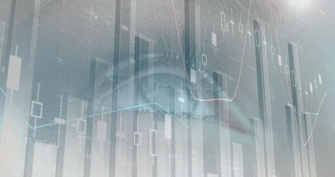 Futuristic Finance Technology Overlay on Woman's Eye