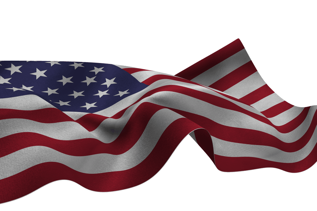 Transparent American Flag Waving with Stars and Stripes