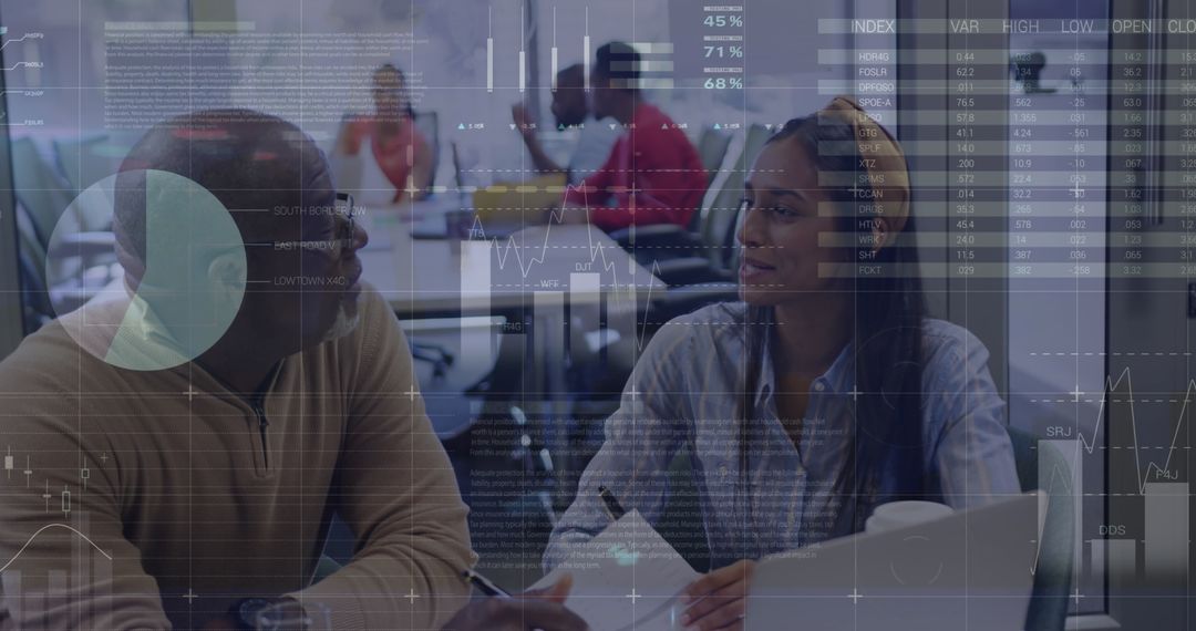 Business Data Team Analyzing Statistics in Modern Office