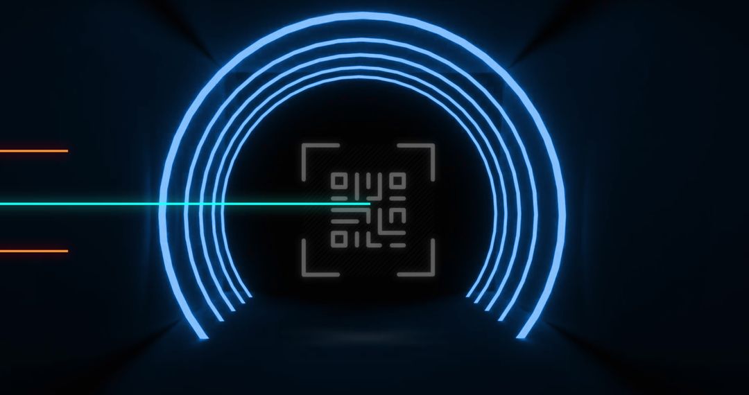 Glowing QR Code Amid Neon Arches Online Security Theme