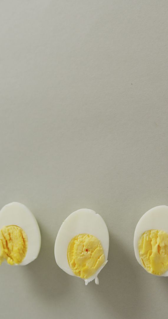Minimalist Arrangement of Hard Boiled Egg Halves
