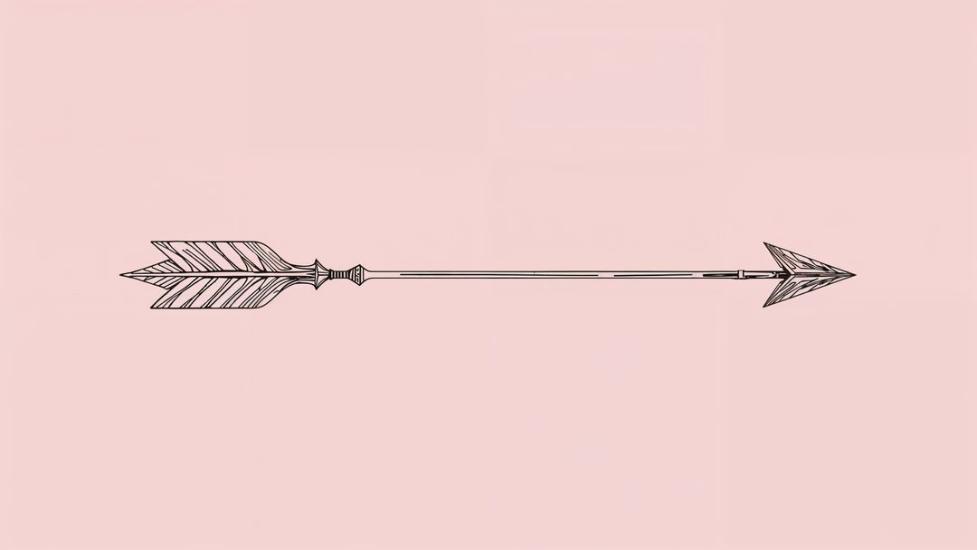 Line art arrow on pale pink background infusing modern minimalism