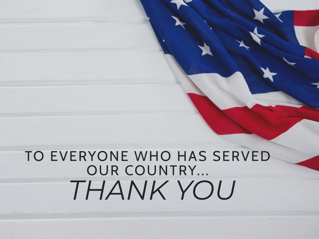 Patriotic American Flag Display with Gratitude Message