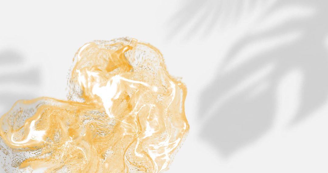 Abstract Glowing Yellow Mesh with Leaf Shadows on White