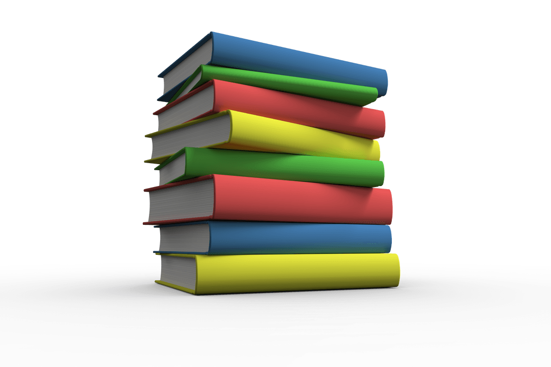 Colorful Books Stack on Transparent Background for Education Concepts