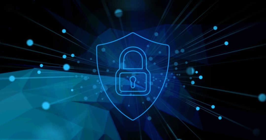 Digital Security Shield with Keyhole and Network Connections