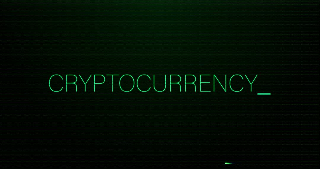 Cryptocurrency Concept on Green Digital Display