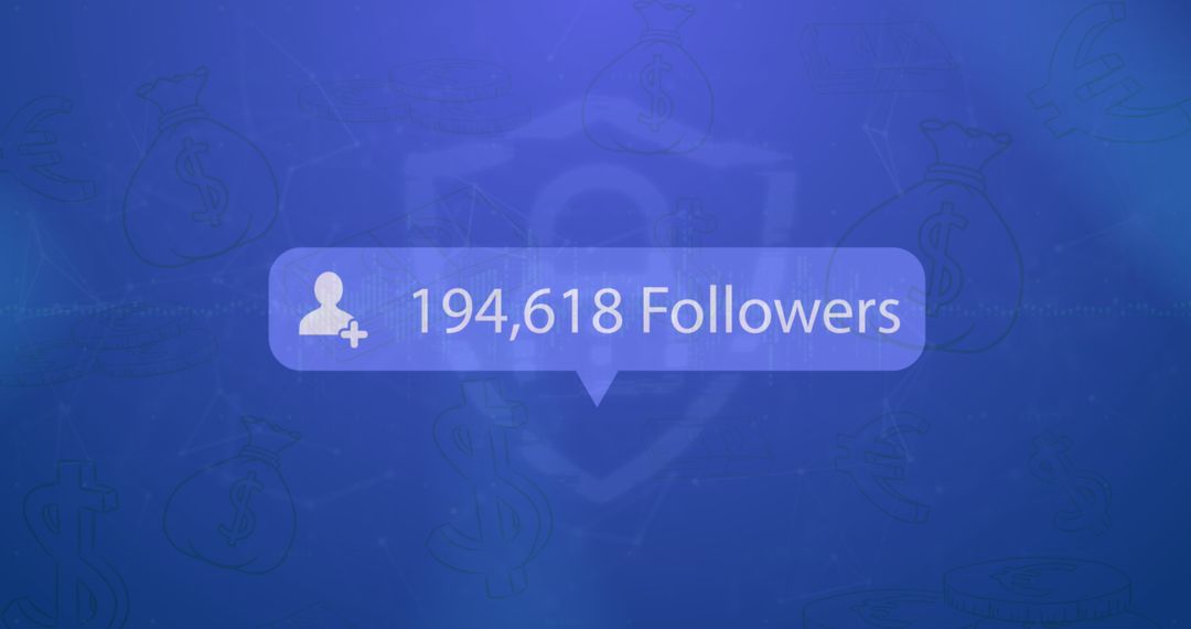 Social Media Followers Notification on Secure Digital Background