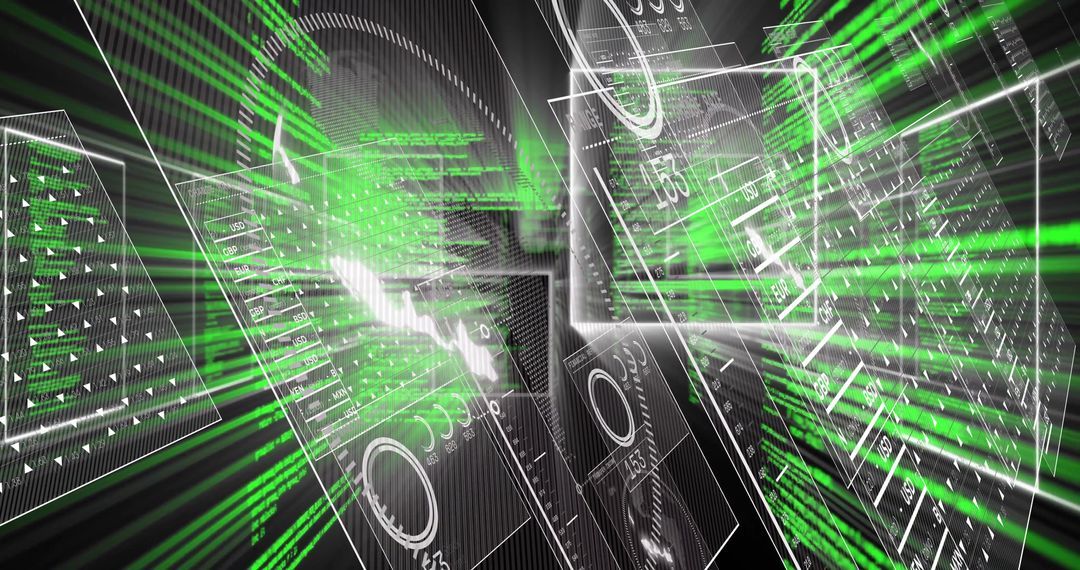 Futuristic Digital Holographic Panels with Green Code