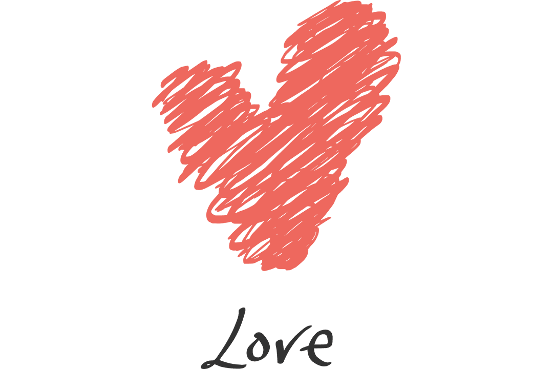 Love Scribble Heart Drawing on Transparent Background