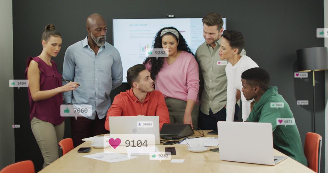 Diverse Team Discussing Digital Trends in Modern Office