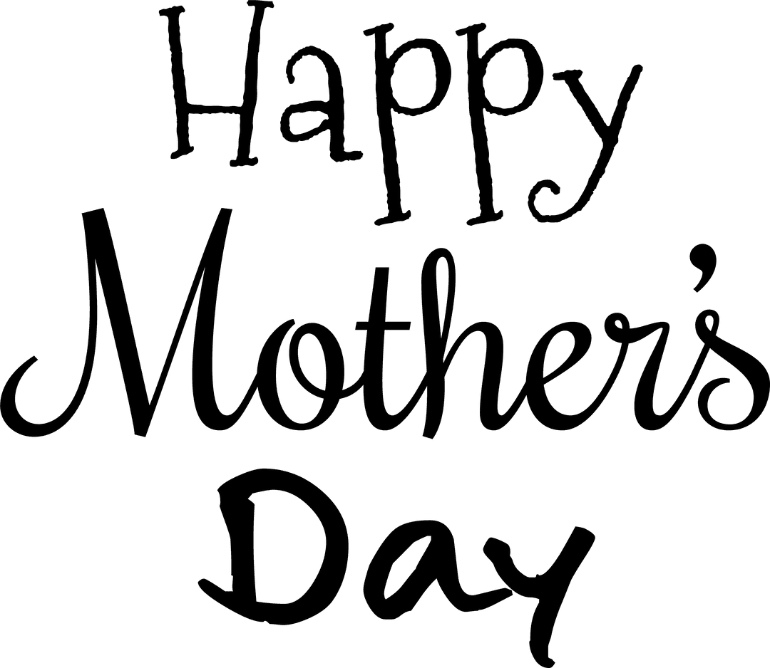 Happy Mother's Day Floral Vector on Transparent Background