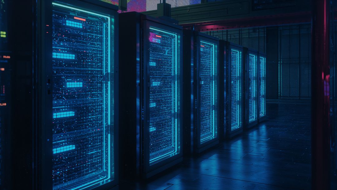 Advanced Data Center Servers with Blinking LED Lights